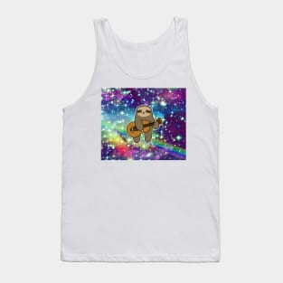 Guitar Sloth Rainbow Space Tank Top